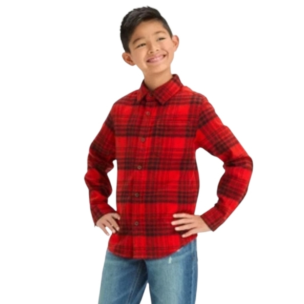Boys' Long Sleeve Flannel Button-Down Shirt - Cat & Jack™ Size Medium (8)